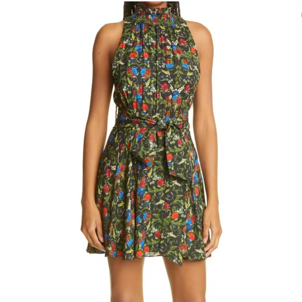 Alice + Olivia Dita Floral Smock Neck Dress